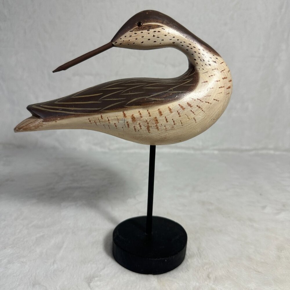 Vintage Hand Painted Decoy Duck Glass Eyes 9" tall Darrens Decoys stamped